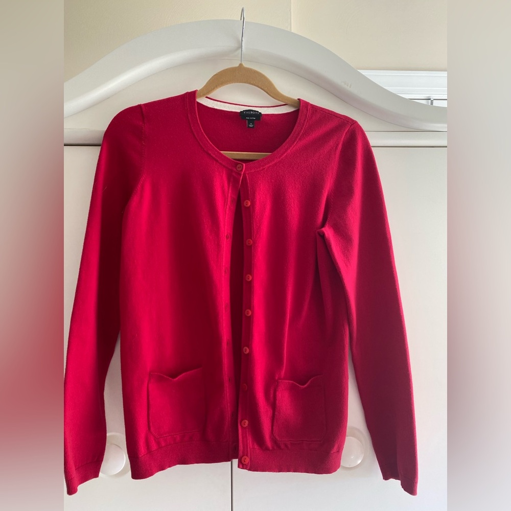 Talbots Vibrant Red Women's Cardigan Set Pima cotton soft
